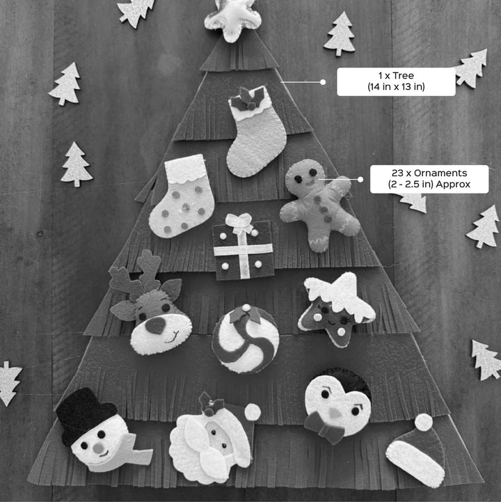 1 Tree And 23 Elements | DIY Felt Ornament Tree Set