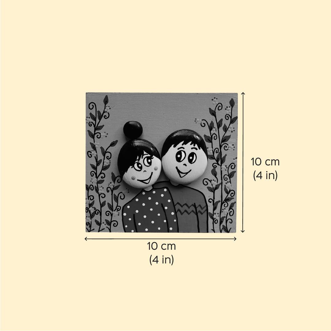 Personalised Hand-Painted Pebble Art South Indian Wedding Couple Wooden Decorative Plaque