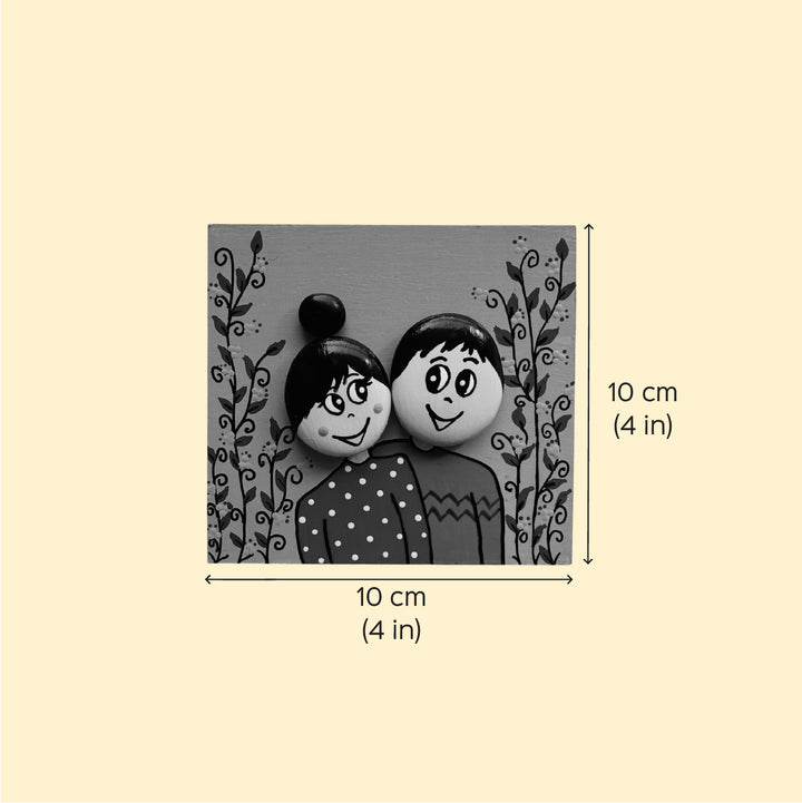 Personalised Hand-Painted Pebble Art South Indian Wedding Couple Wooden Decorative Plaque