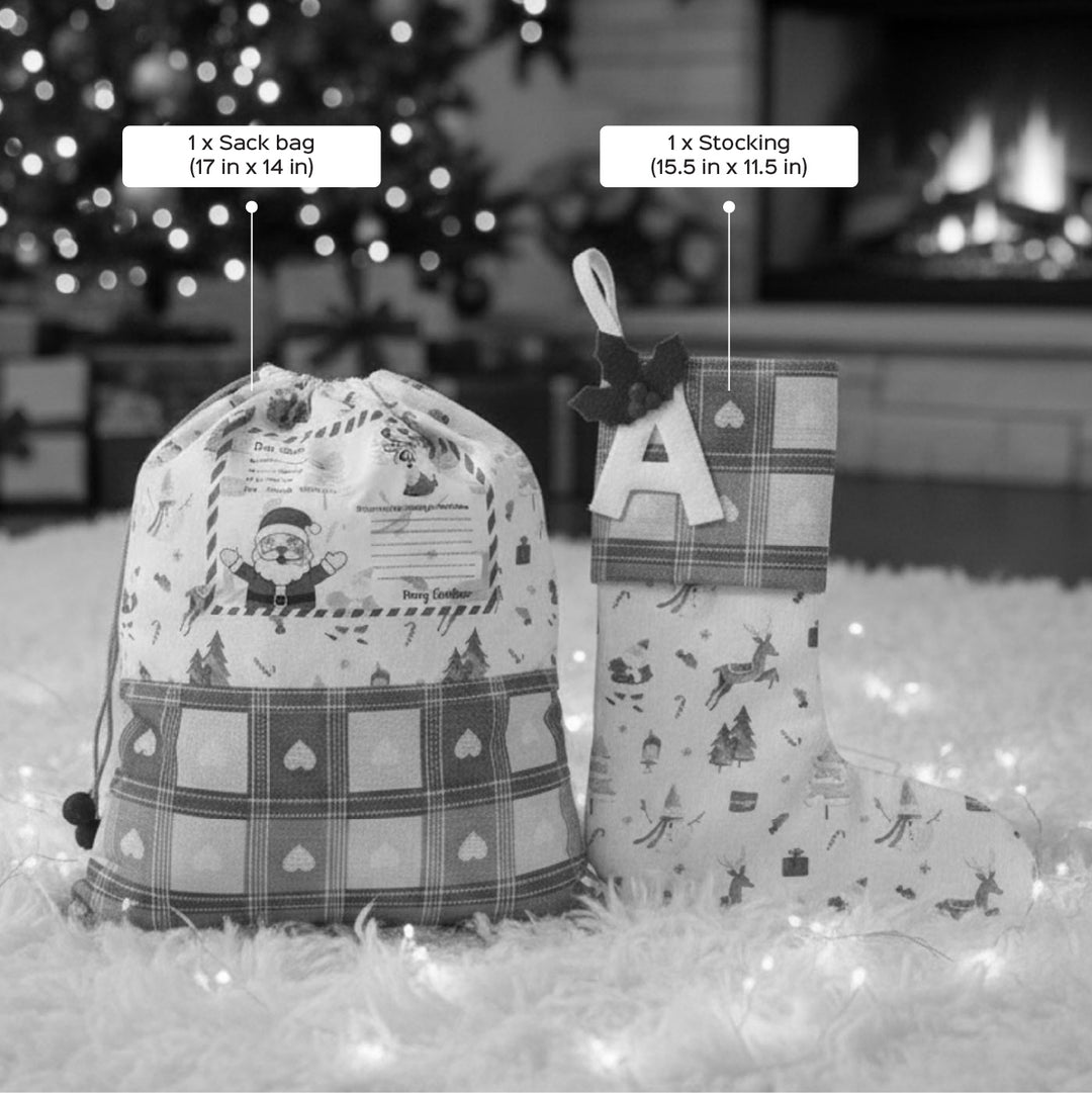2 Pc | Personalized Baby's First Christmas Stocking And Gift Sack Combo