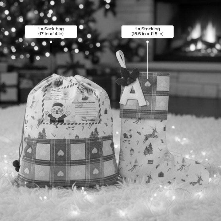 2 Pc | Personalized Baby's First Christmas Stocking And Gift Sack Combo