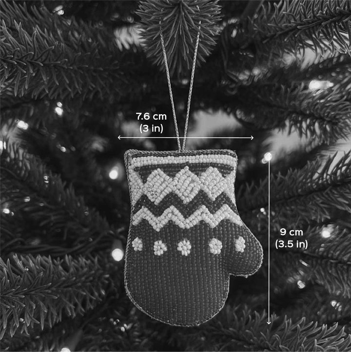 Red Mittens Sequins Premium Zardozi Ornament