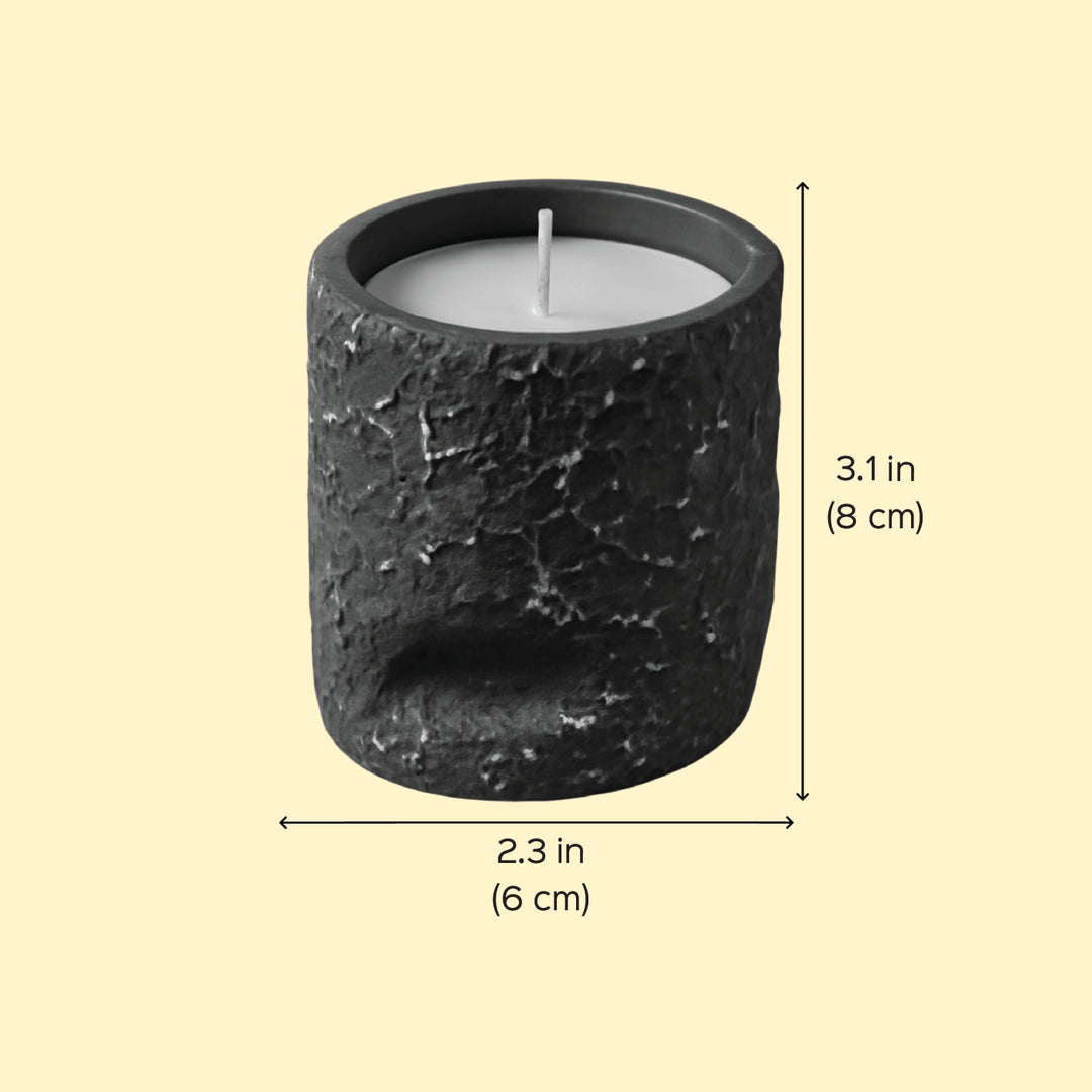 Brown Distress Finish Terracotta Candle Holder With Candle