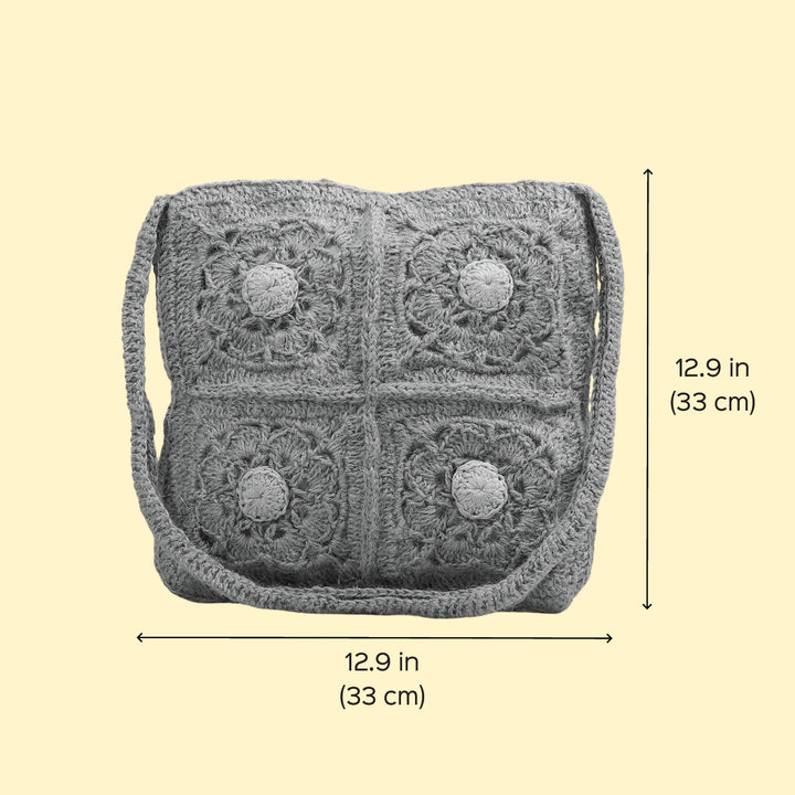 Handmade Crochet Brown & Blue Sling Bag