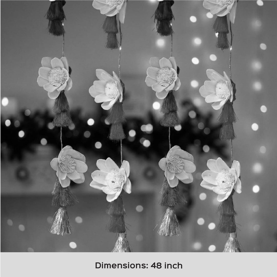 2 Pc | 48 Inch | White Shola Christmas Door Hanging With Lights