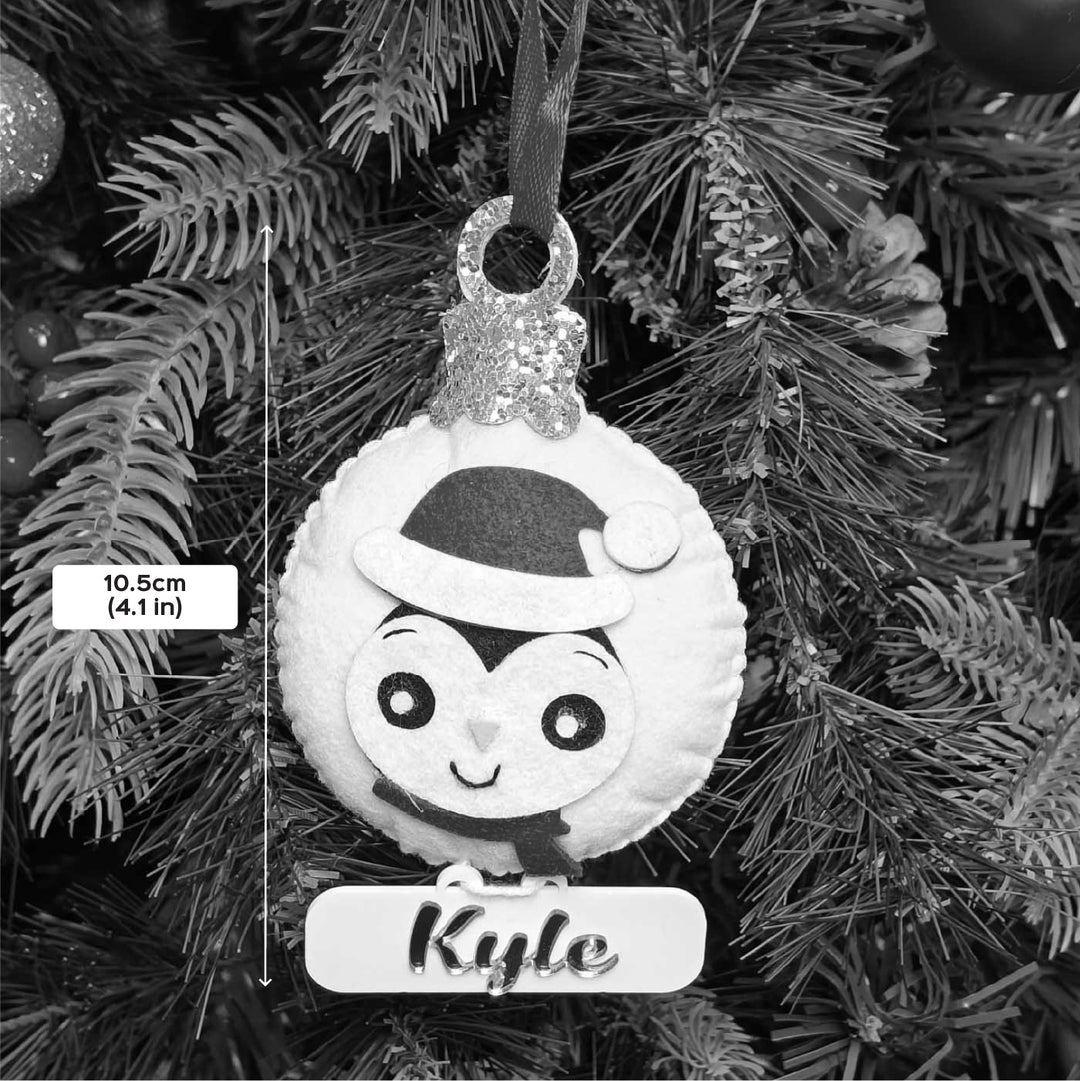 Personalized Handmade Frosty Penguin Felt Ornament