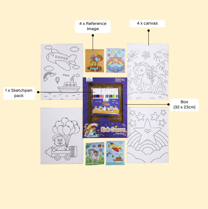 Pre Marked Kids Painting Canvas DIY Kit