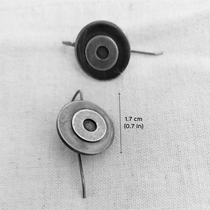 Handmade Short Button Hooks Brass Earrings