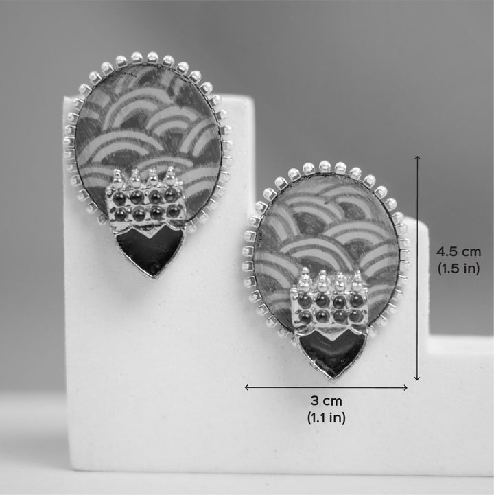Hand-Painted Green Kemp Wooden Stud Earrings
