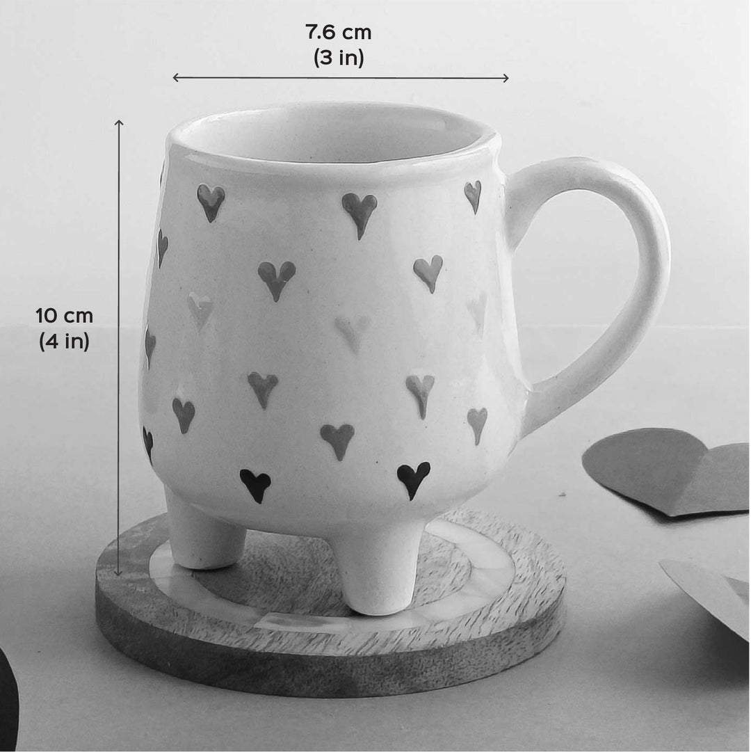 Handmade Heartfelt Tripod Design Ceramic Mug