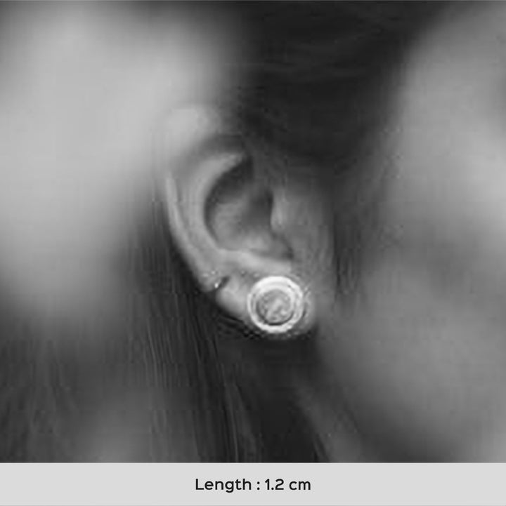 Minimal Mixed Metal Button Studs Brass Earrings