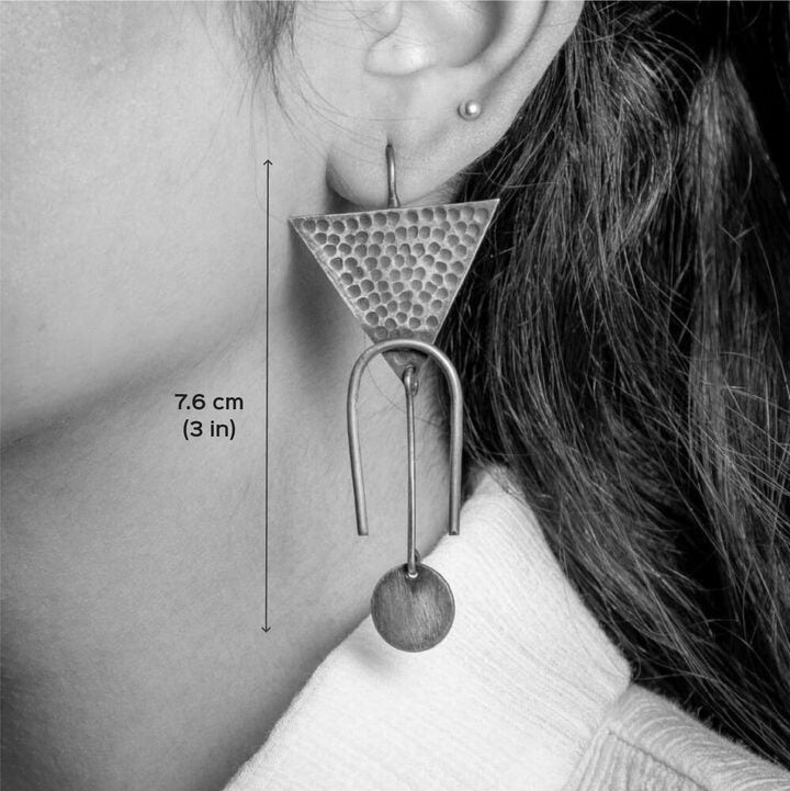 Contemporary Upside Down Triangular Horse Shoe Brass Earrings