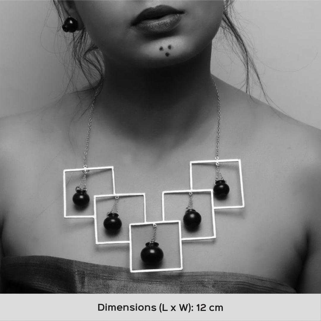 Contemporary Sqauare Kalash Design Necklace | 22K Gold Plated