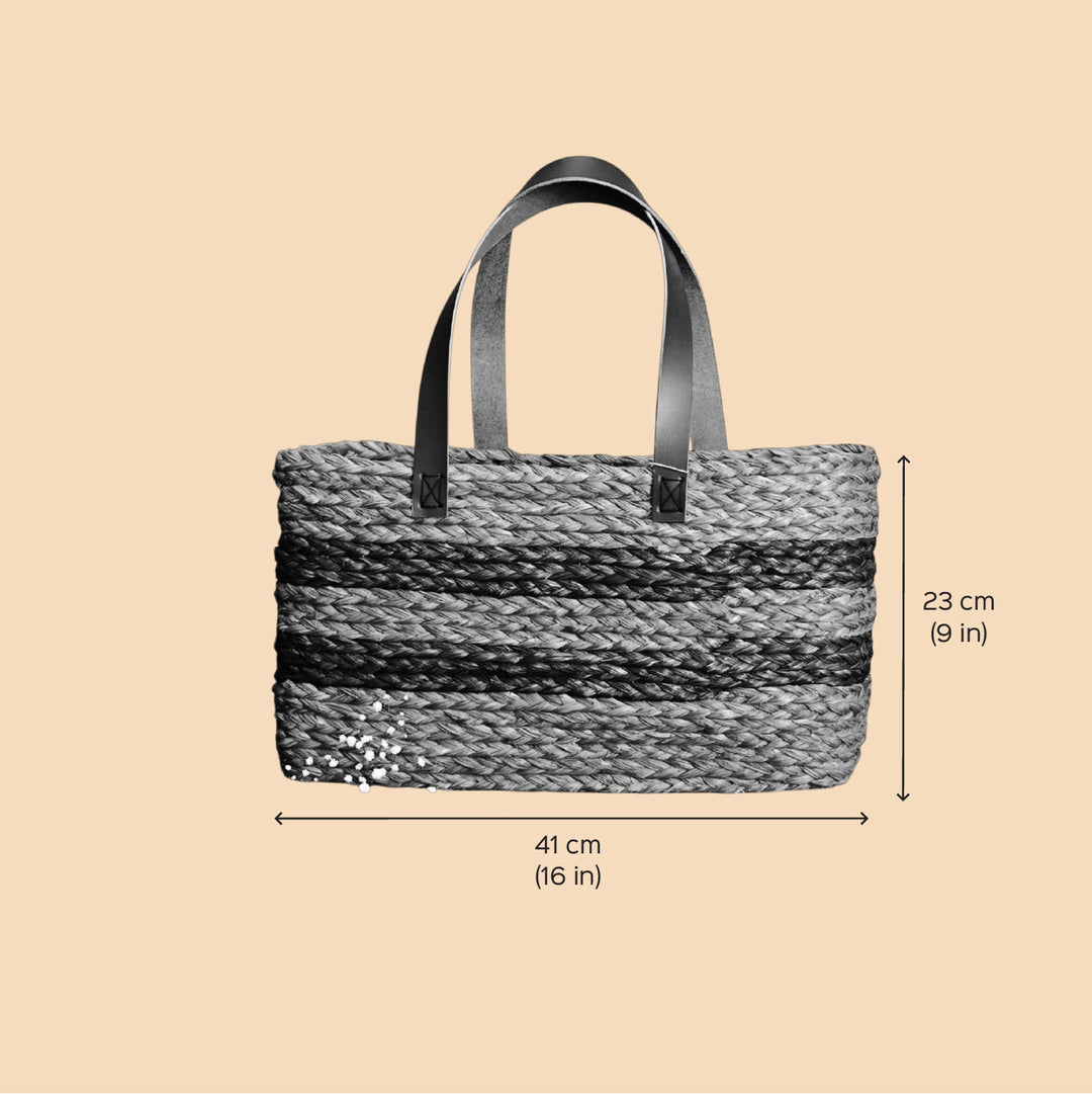 Handmade Grass Woven Single Striped Sabai Mesh Handbag