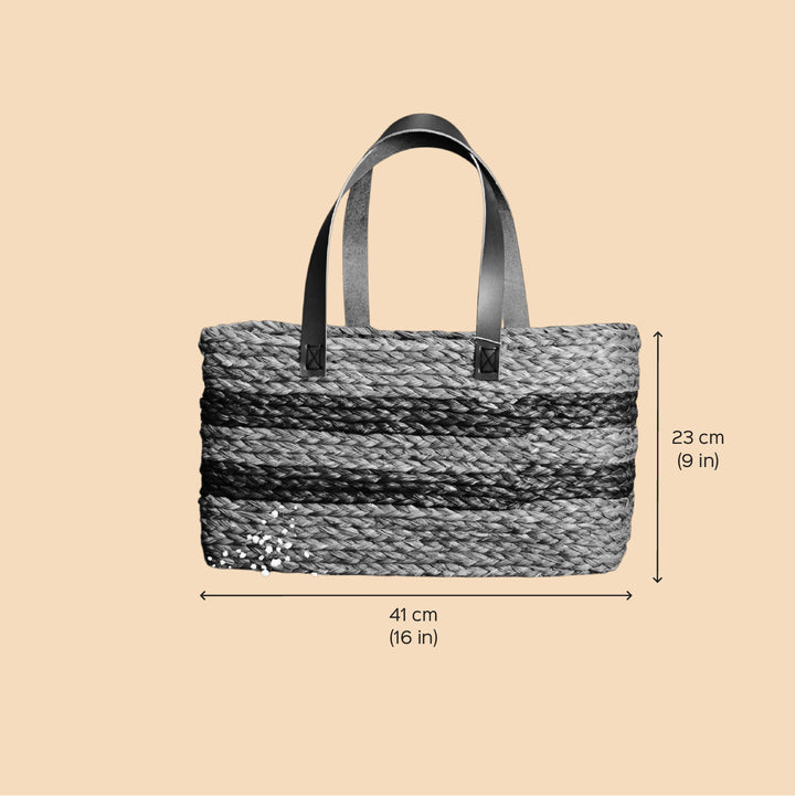 Handmade Grass Woven Single Striped Sabai Mesh Handbag