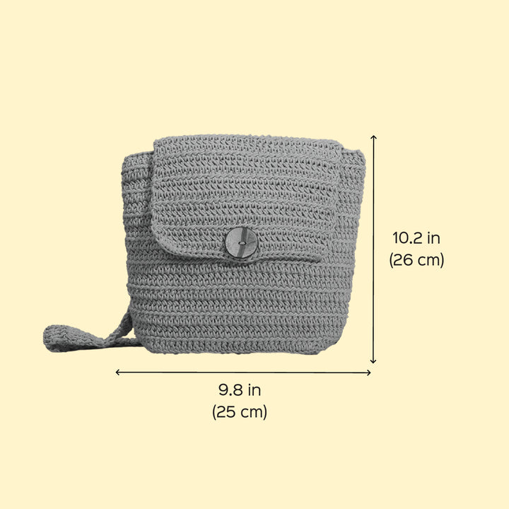 Handmade Crochet Minimalist Beige Backpack