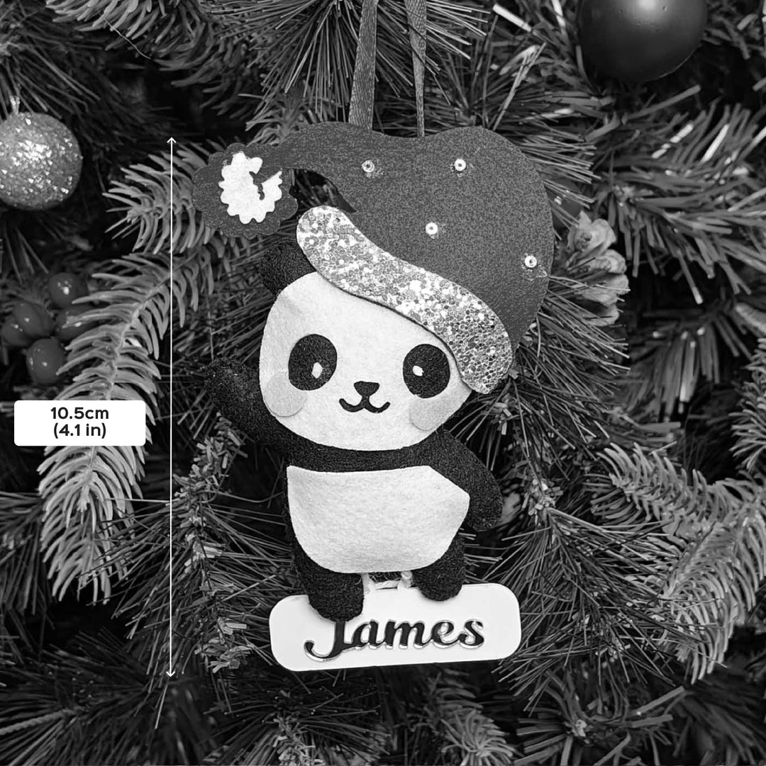 Personalized Handmade Frosty Panda Delight Felt Ornament