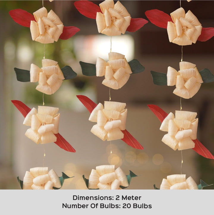 2 M | 20 Bulbs White Rose One Side Corn Husk Fairy Lights