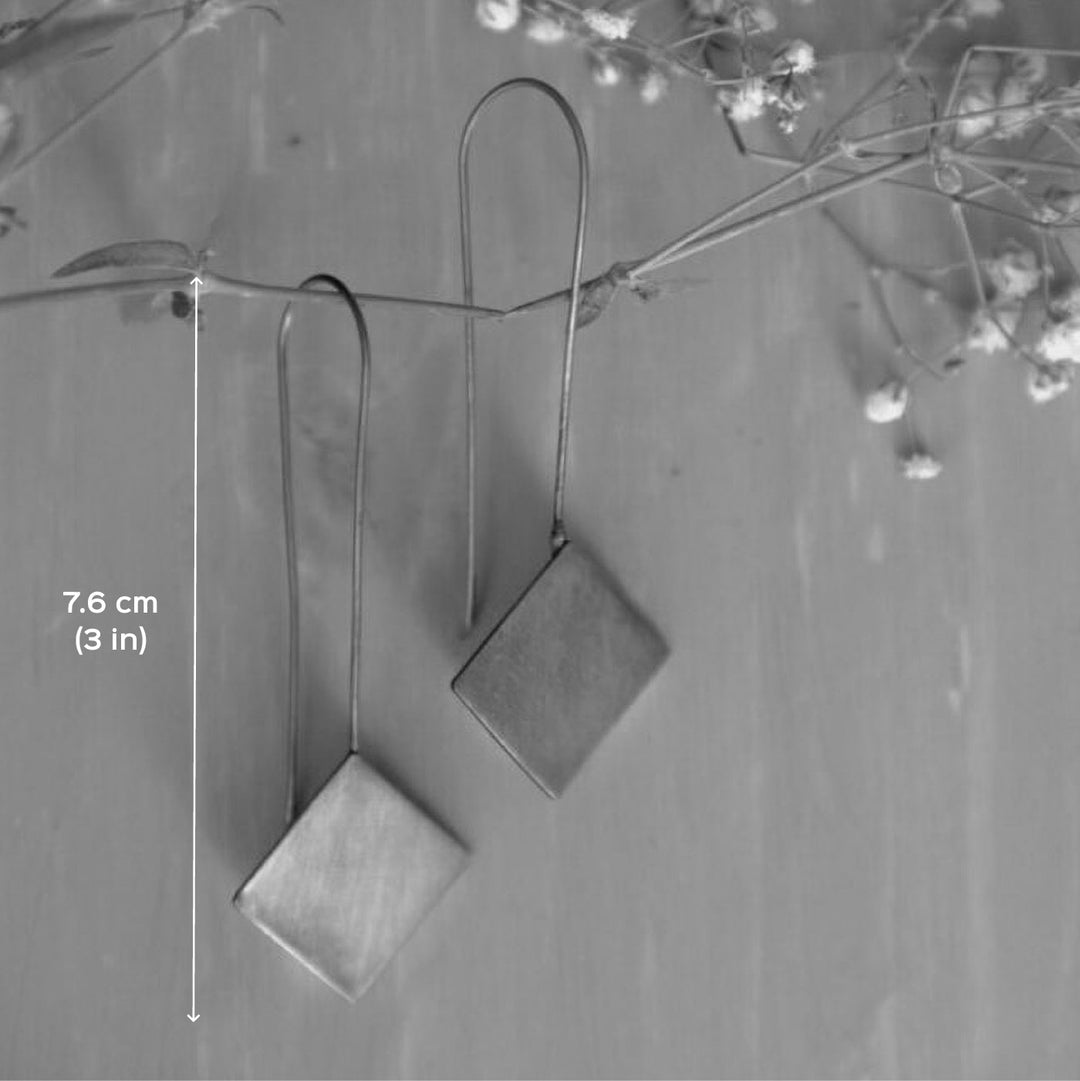 Minimalistic Rhombus Hooks Copper Earrings