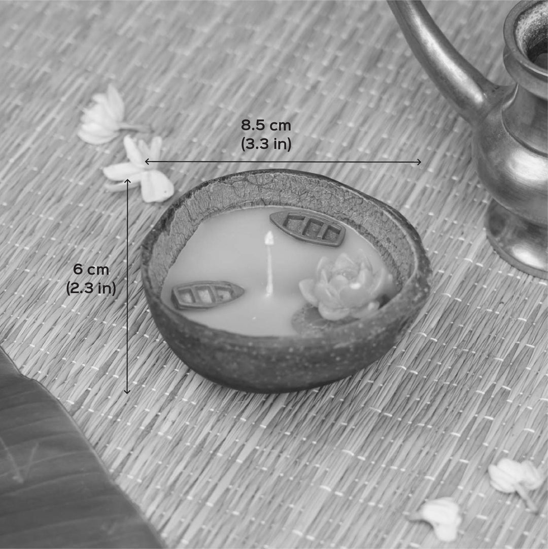 Handmade Pond Theme Scented Coconut Shell Candle