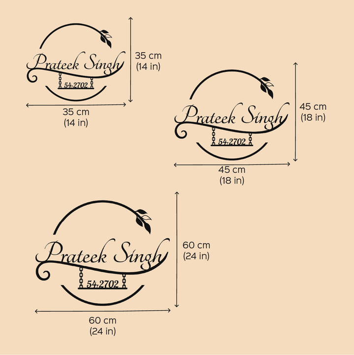 Personalized Laser Cut Elegant Design Steel Name Plate