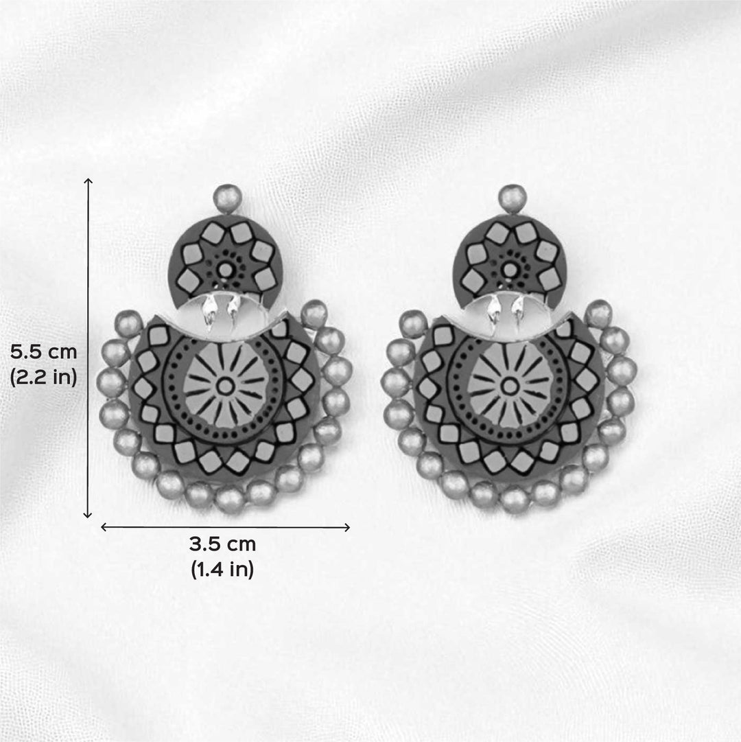 Handmade Beaded Blue Polka Terracotta Earrings