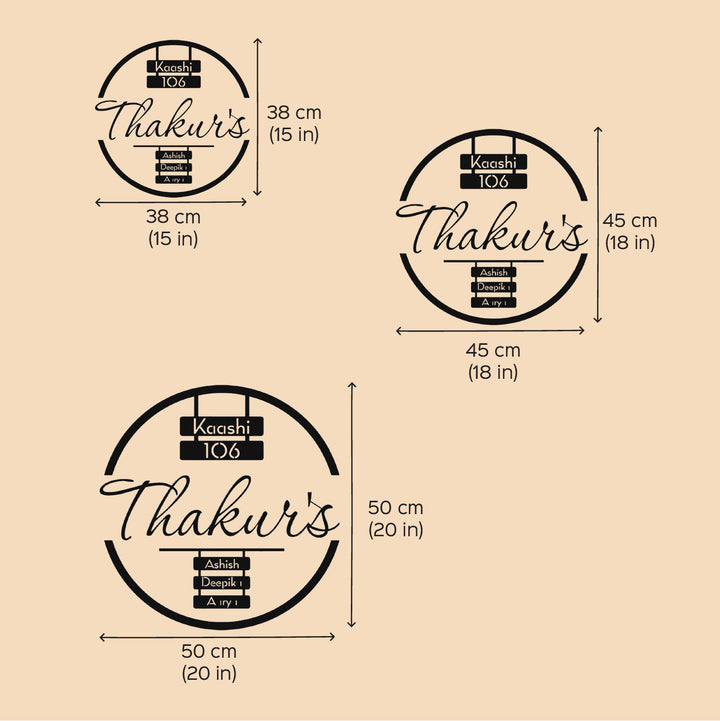 Personalized Laser Cut Modern Round Steel Name Plate