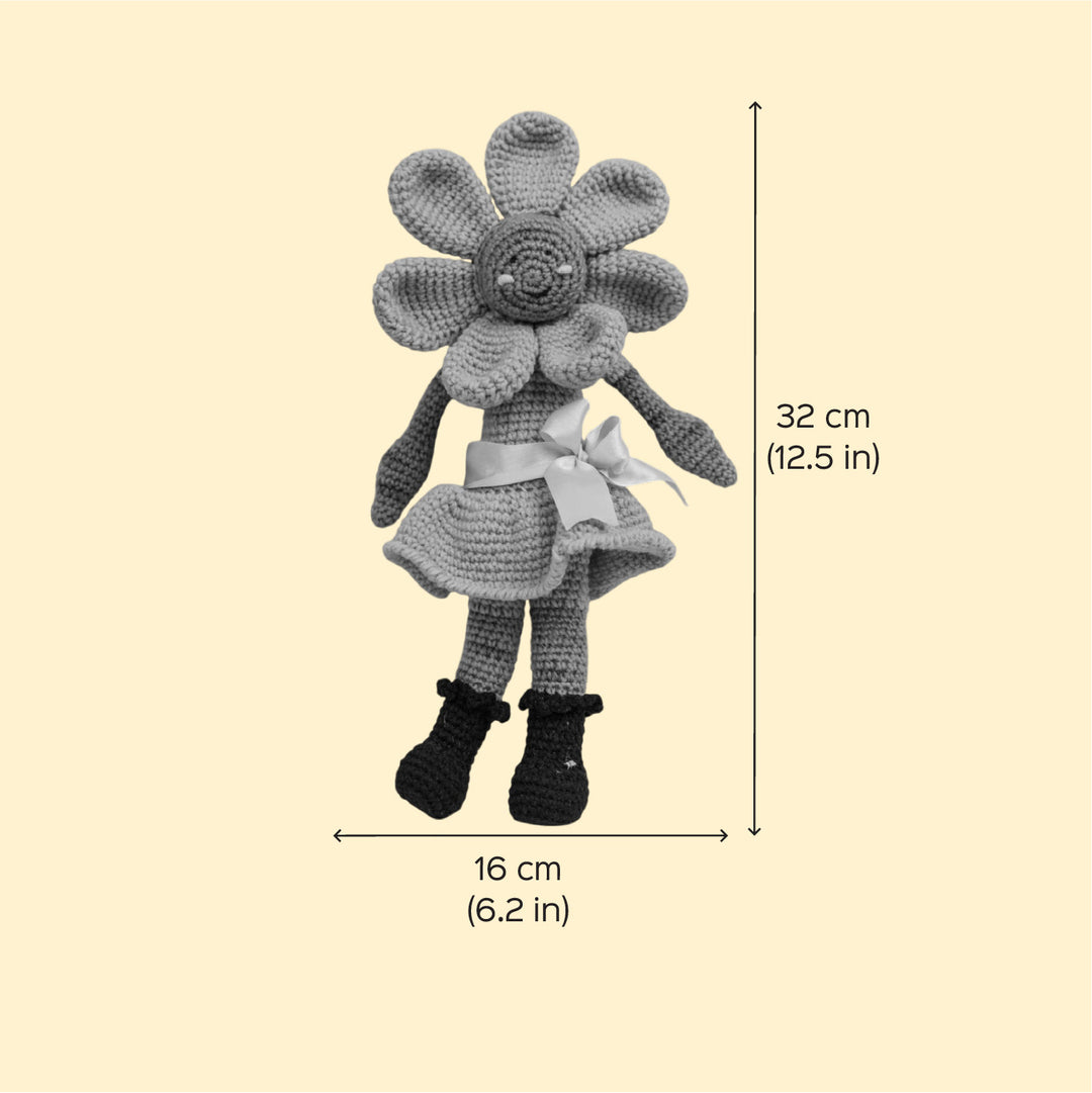 Handmade Crochet Lavender Daisy Girl Toy