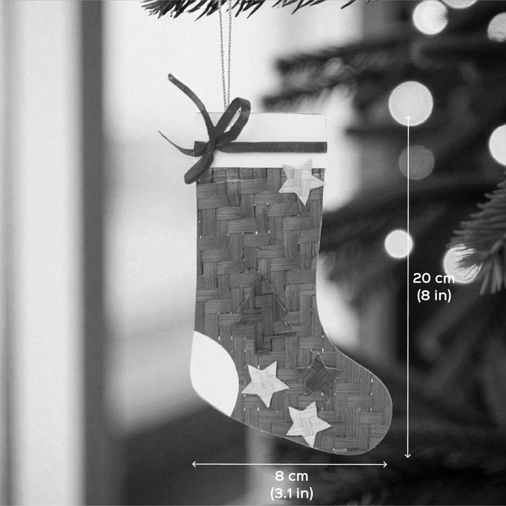 Handmade Bamboo Stocking Hanging Christmas Ornaments