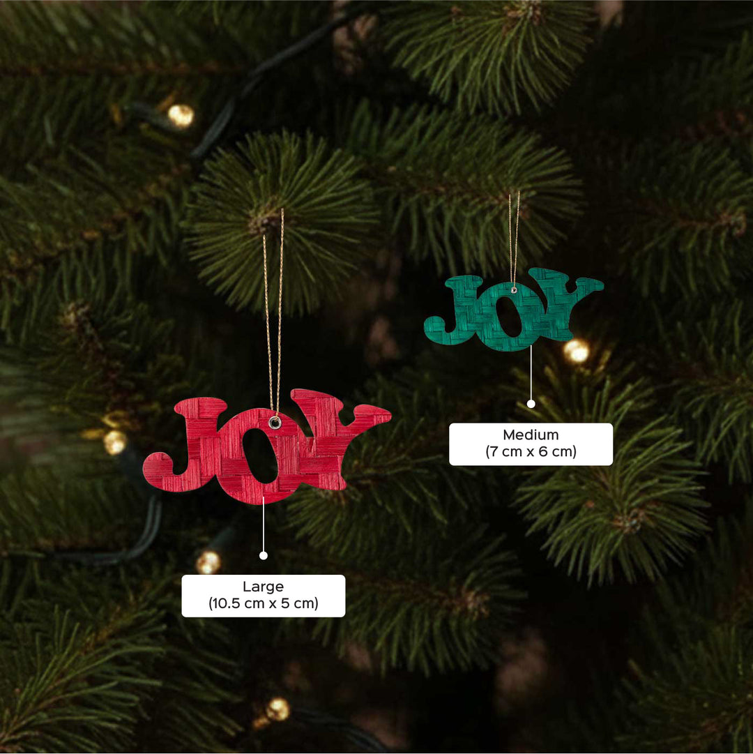 Handmade Bamboo Joy Hanging Christmas Ornaments