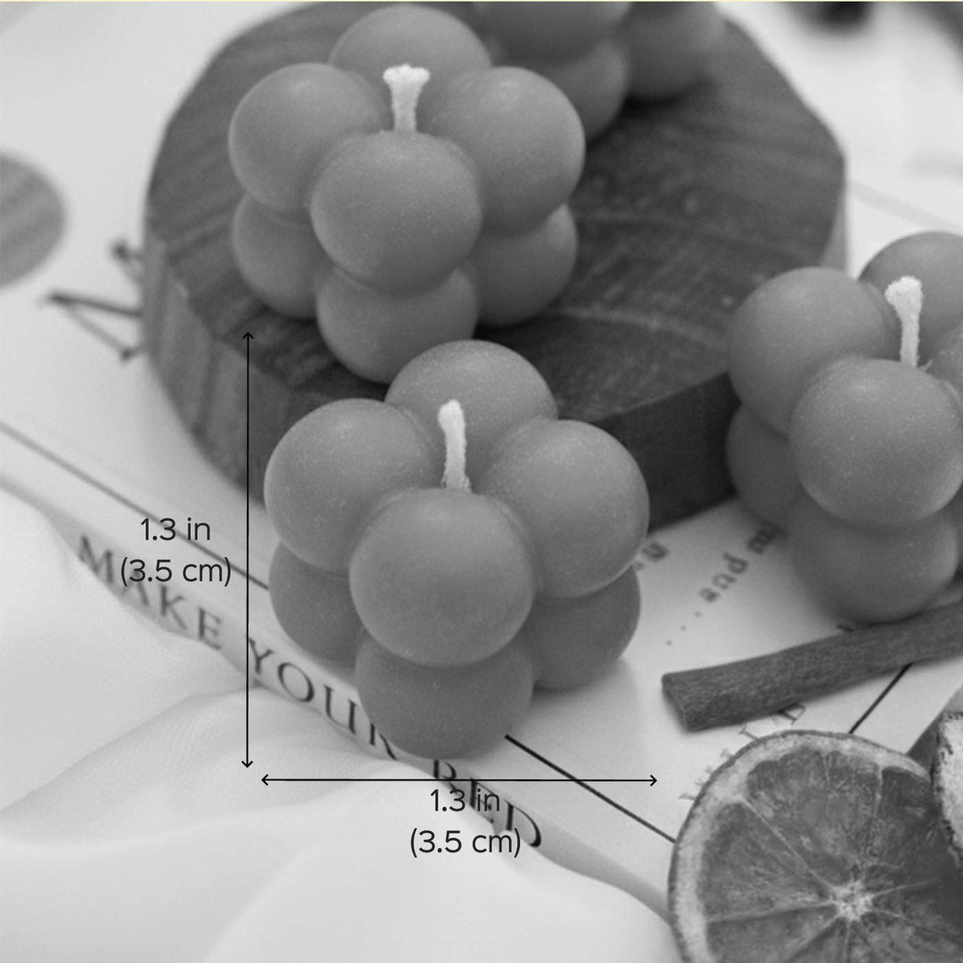 6 Pc | Handmade White, Red & Green Bubble Soy Wax Candles