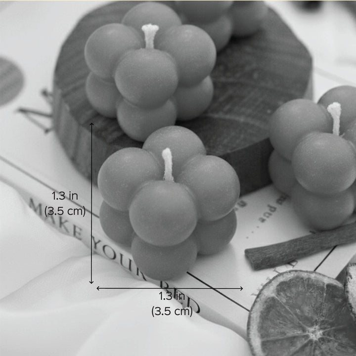 6 Pc | Handmade White, Red & Green Bubble Soy Wax Candles