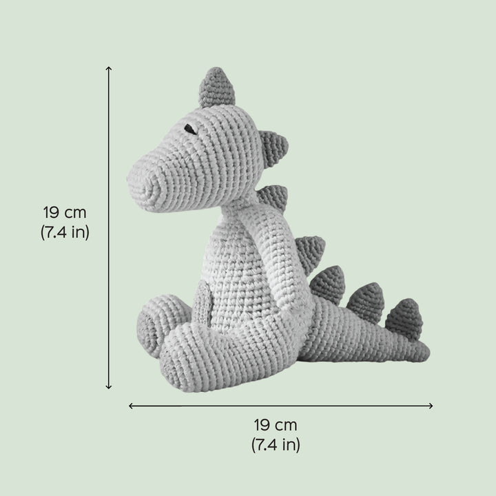 Handmade Crochet Baby Dragon Theme Kids Rakhi And Toy Combo With Roli Chawal Set Of 2 - Dimension Chart with Measurements