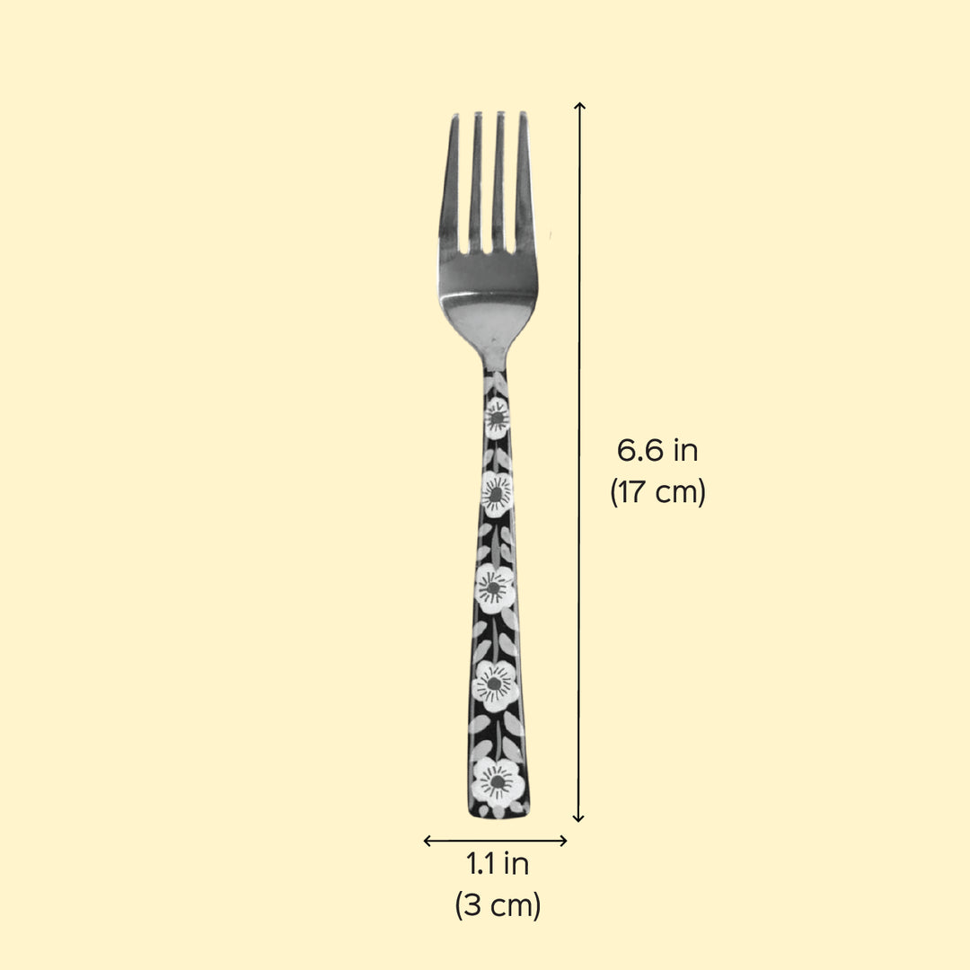 Assorted Hand-Painted Floral Kashmiri Art Stainless Steel Forks