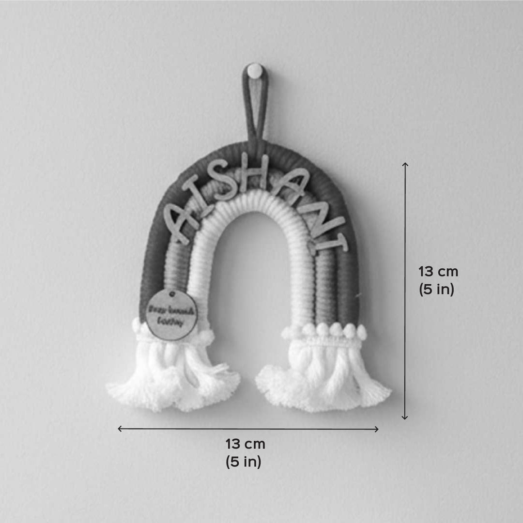 Personalized Macrame Rainbow Theme Kids Name Plate