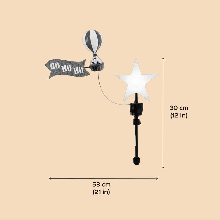 Reusable Animated Santa'S Hot Air Balloon Tree Topper With Banner And Light