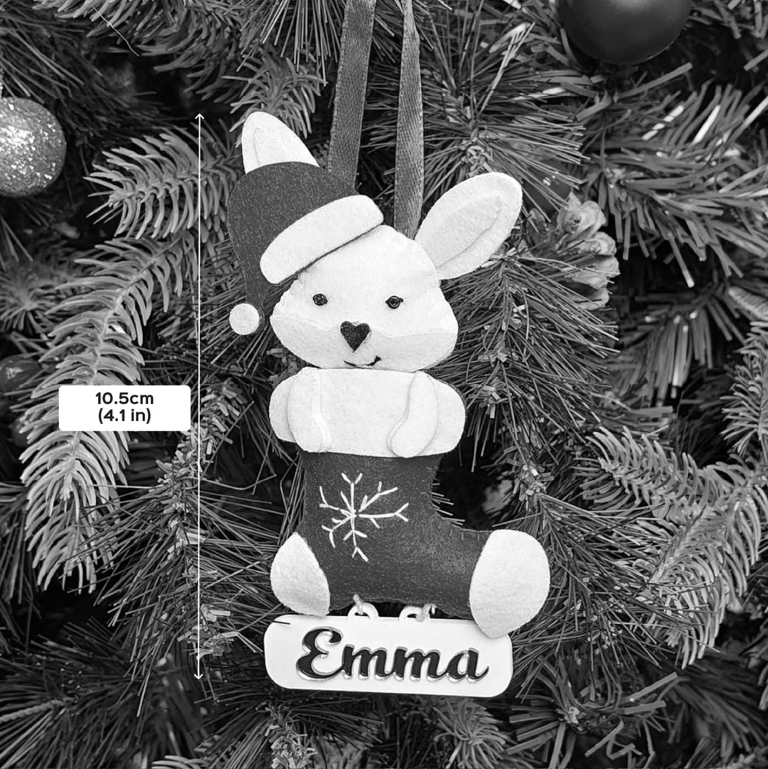 Personalized Handmade Jolly Bunny Stocking Felt Ornament
