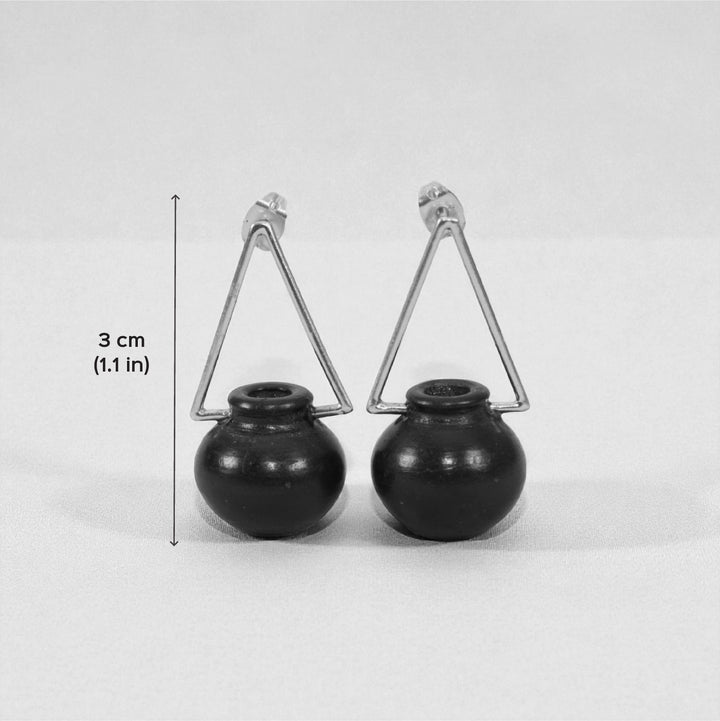 Contemporary Handmade Kalash Triangular Design Brass Earrings | 22K Gold Plated