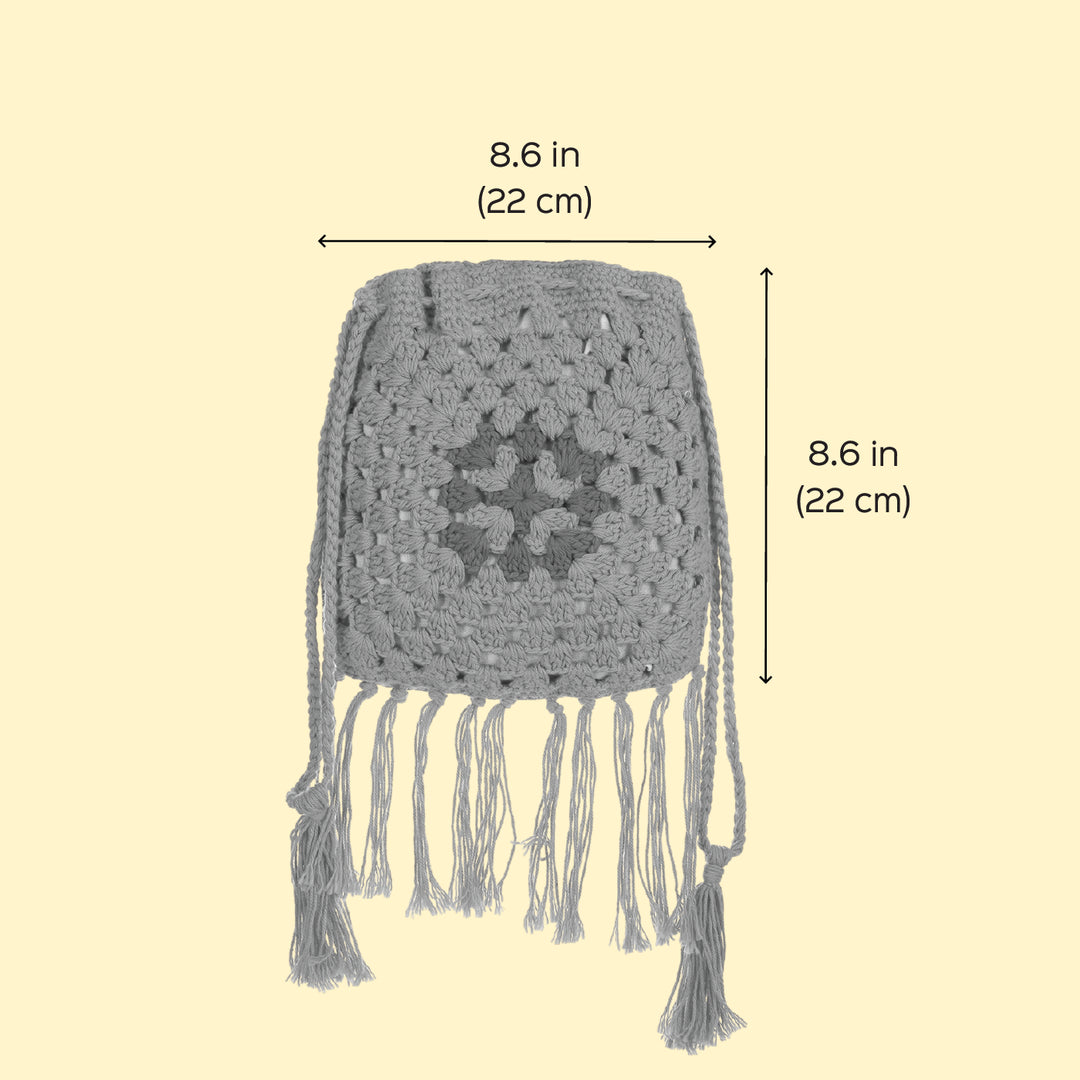 Handmade Crochet Orange Jaali Potli Bag