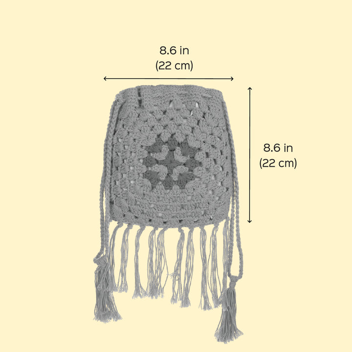 Handmade Crochet Orange Jaali Potli Bag