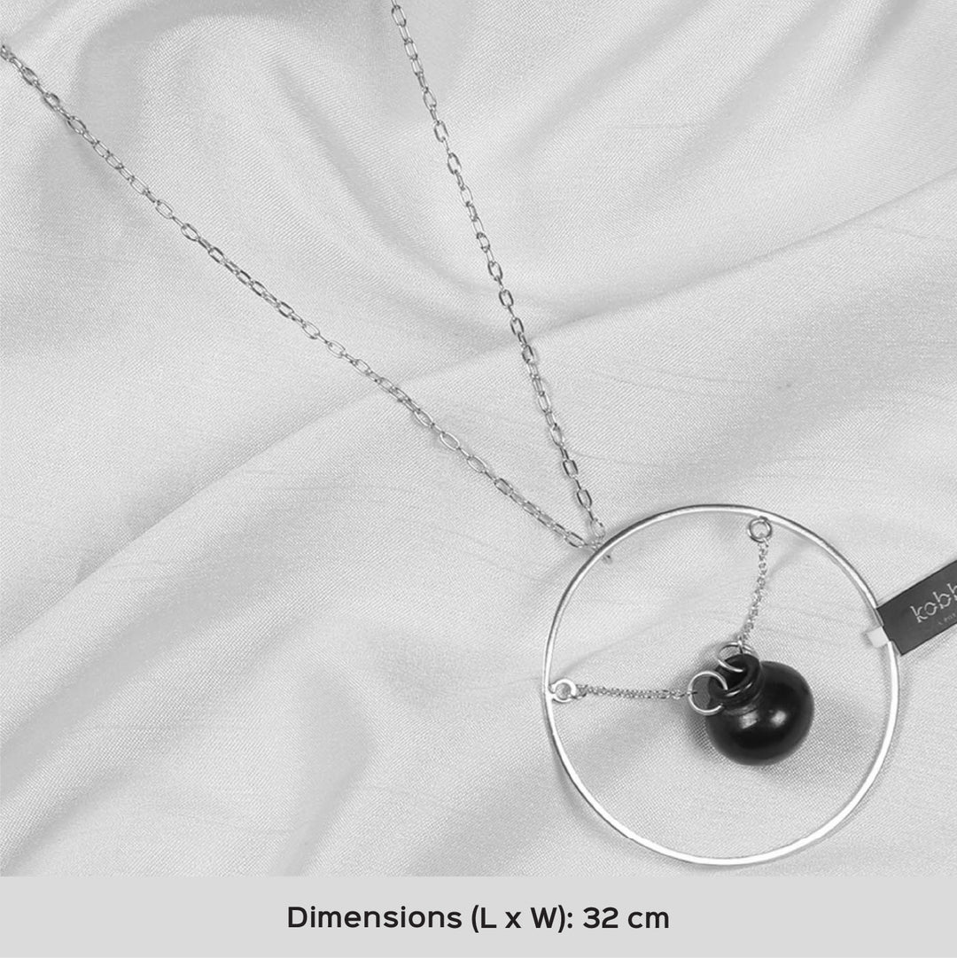 Contemporary Hanging Kalash In A Ring Design Necklace | 22K Gold Plated