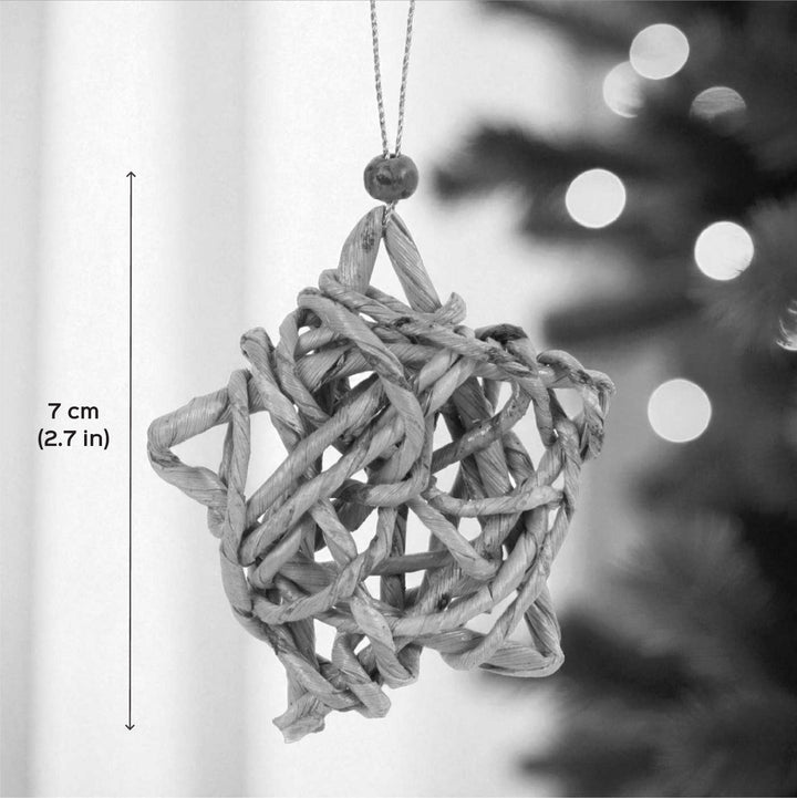 5 Pc | Handmade Banana Rope Star Hanging Christmas Ornaments