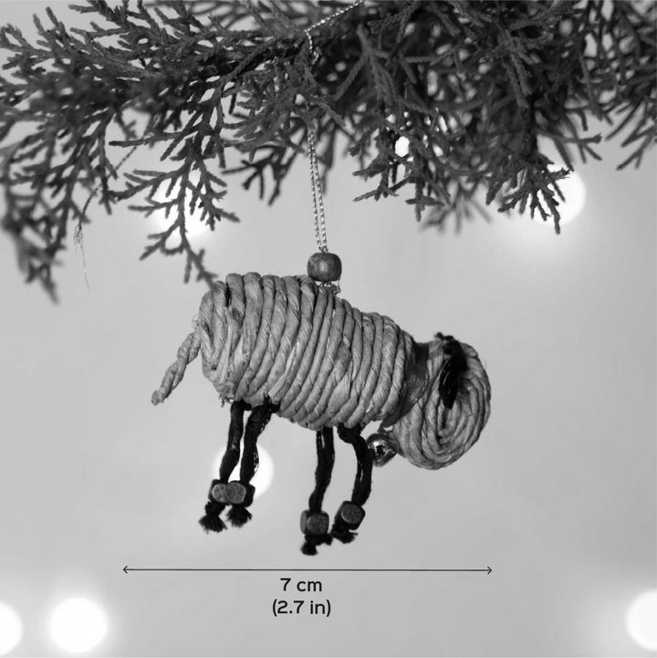 Handmade Banana Rope Sheep Hanging Christmas Ornaments