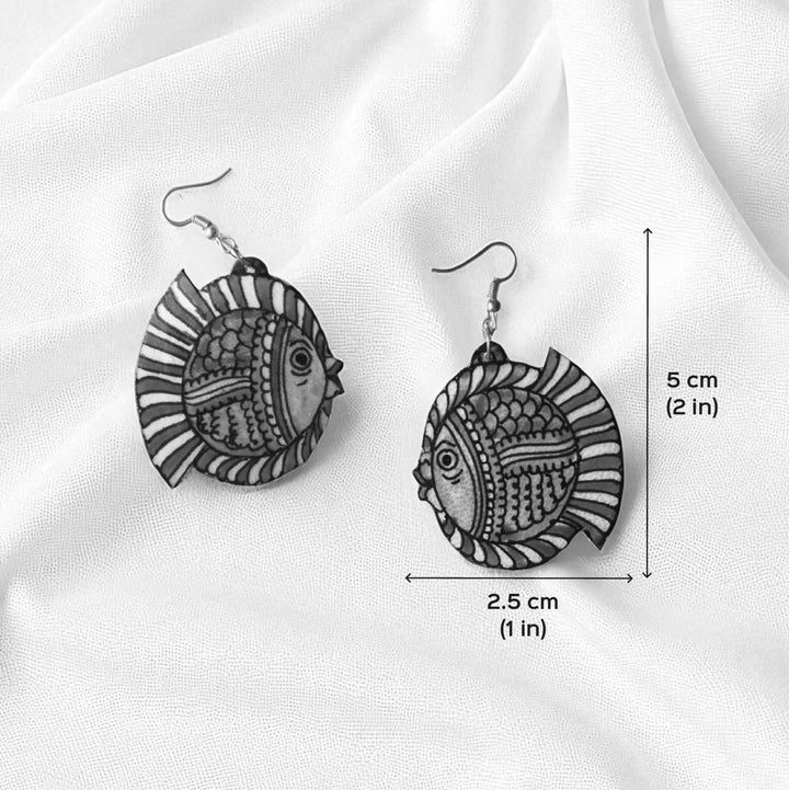 Hand-Painted Puffer Fish Theme Leather Earrings