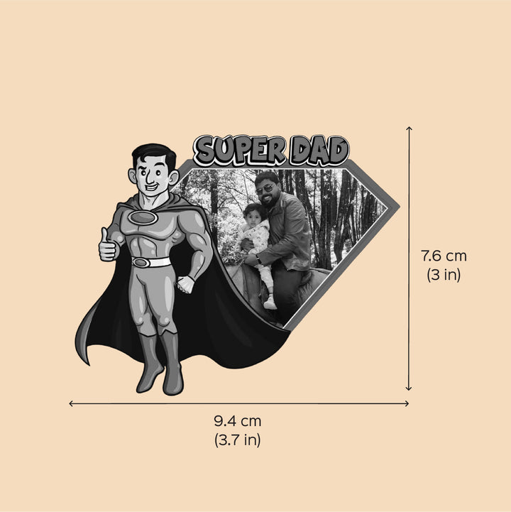 Photo Personalized "Super Dad" Theme Wooden Fridge Magnet For Fathers