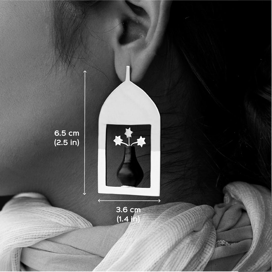 Statement Handmade Guldasta Flower Pot Design Earrings | 22K Gold And Silver Plated