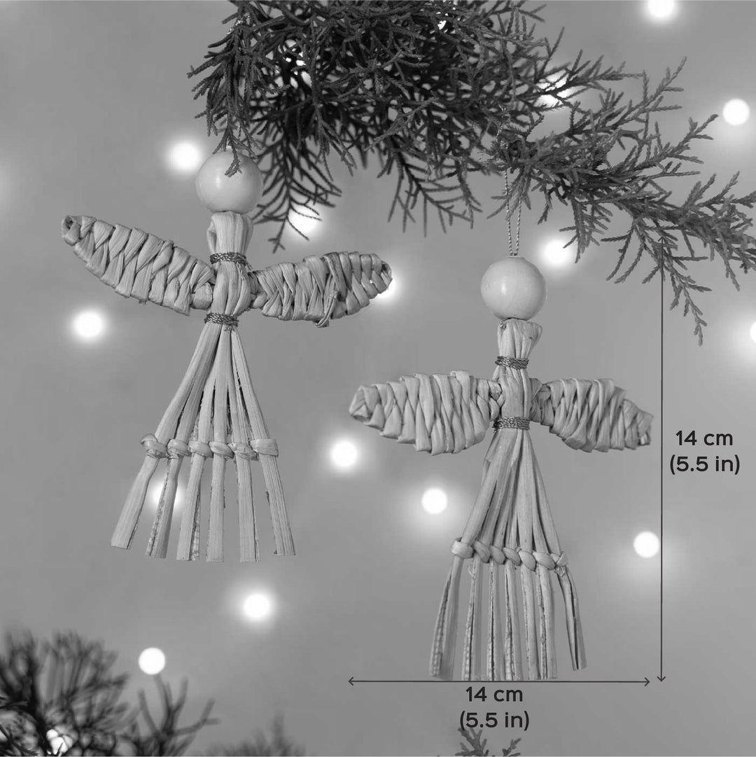 5 Pc | Handmade Banana Bark Angel Hanging Ornaments