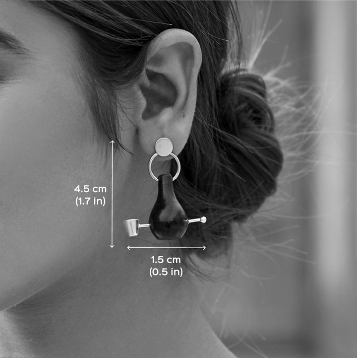 Modern Handmade Pyau Pot Design Earrings | 22K Gold And Silver Plated