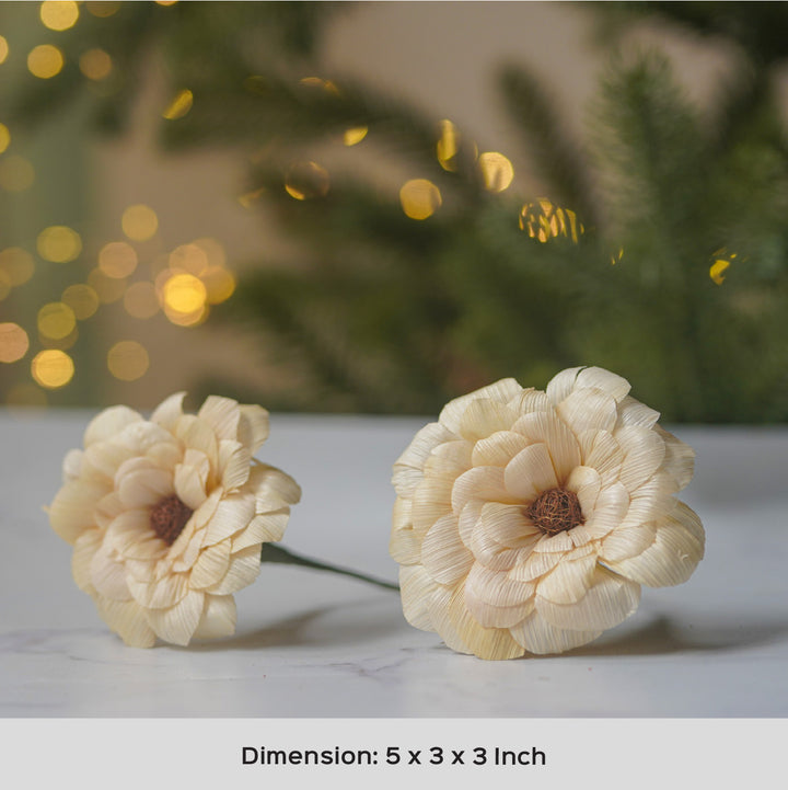 Handmade Ecofriendly Corn Husk White Rose Curtain Tie