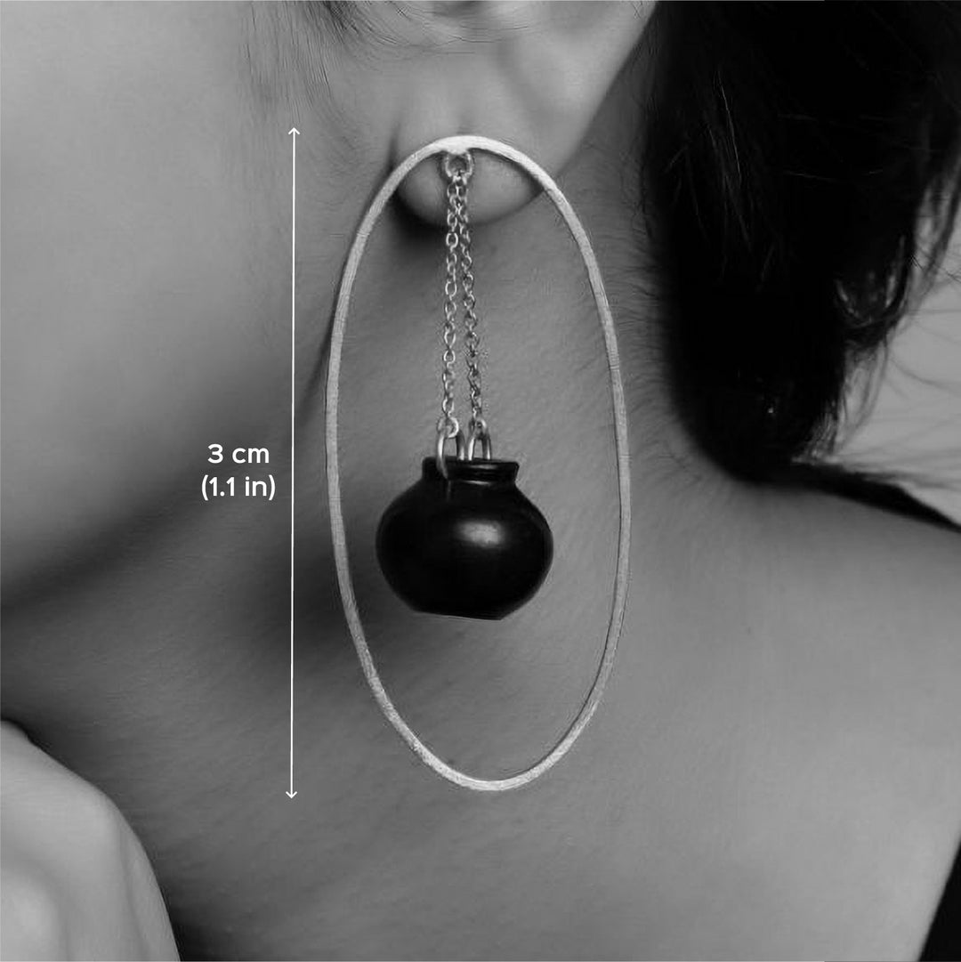 Statement Handmade Kalash Oval Brass Earrings | 22K Gold Plated